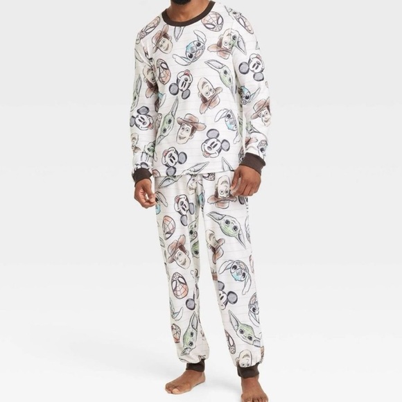 NWT Disney 100 Pajama Set Mickey Mouse Spider Man Yoda Woody Stitch Men’s Medium - Picture 1 of 5